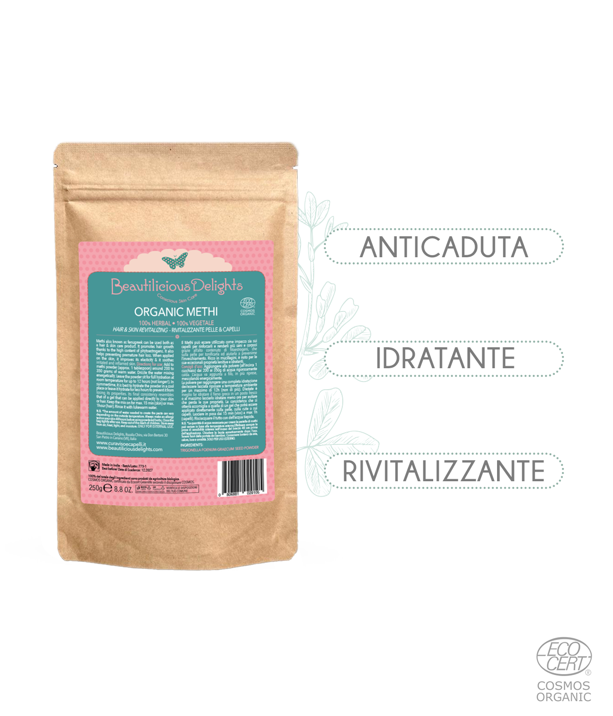 Fieno Greco (Methi) BIO - Anticaduta Capelli & Rivitalizzante Pelle Cosmos Organic