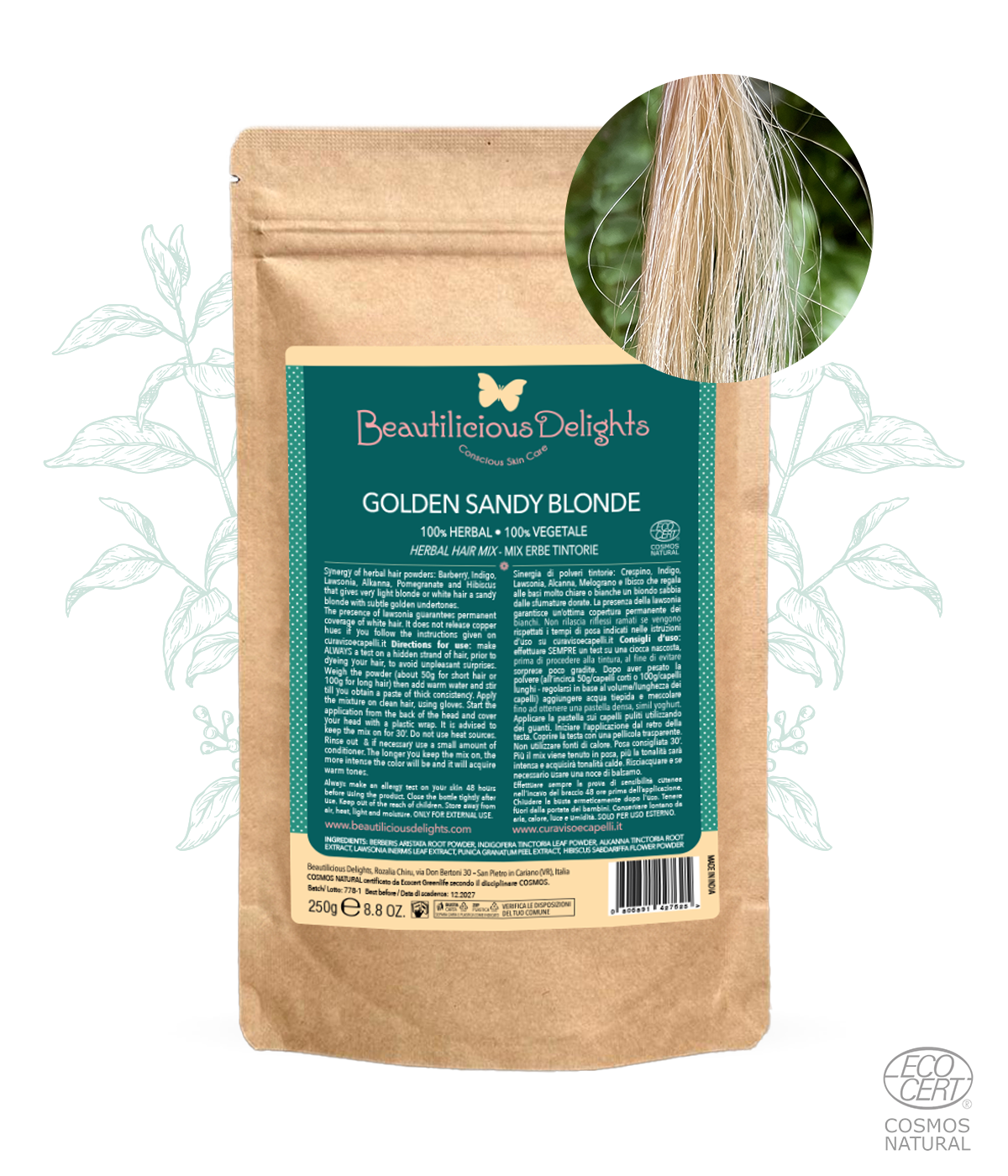 Golden Sandy Blonde - Light Golden Blonde - Mix Herbs Dyeing Cosmos Natural