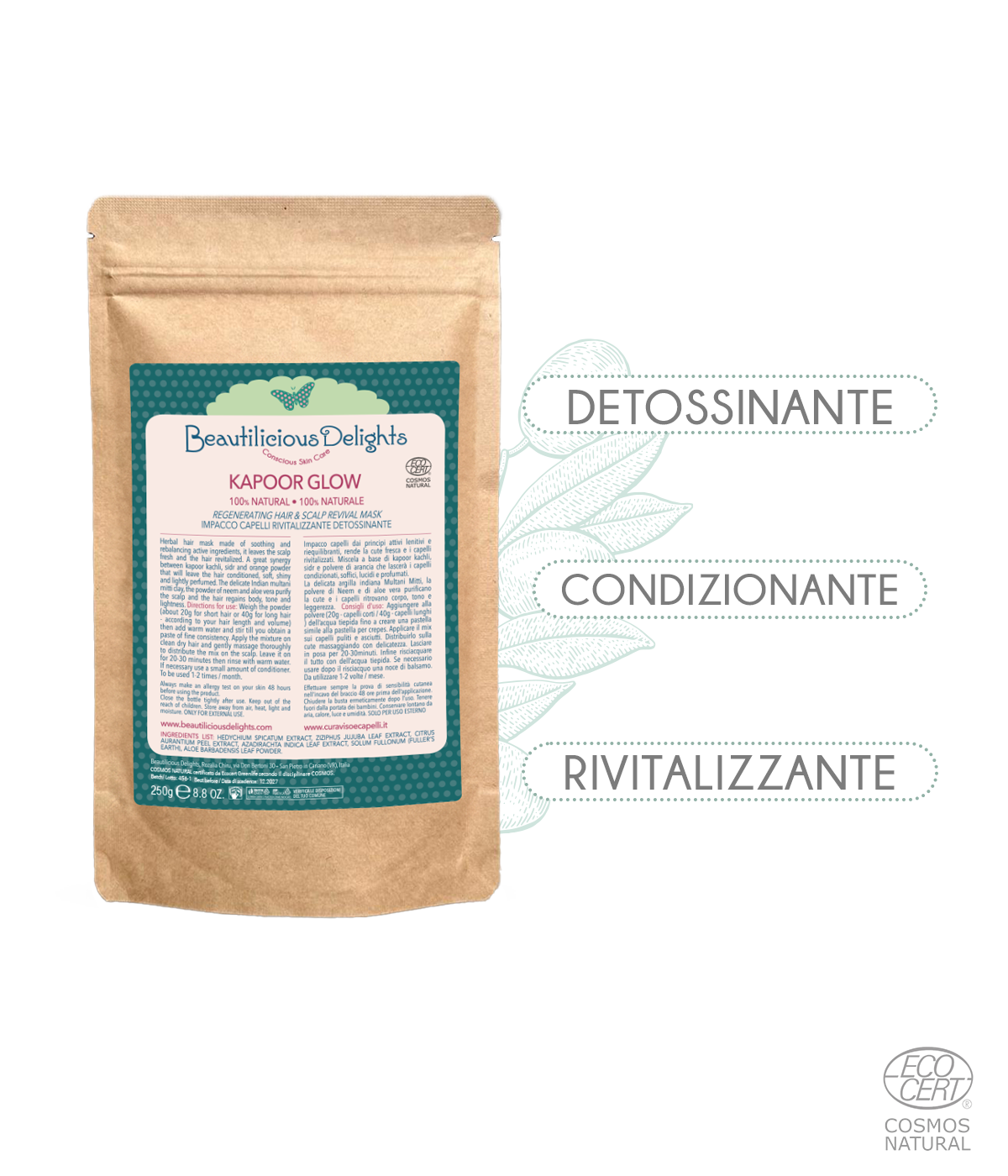 KAPOOR GLOW Impacco Capelli Rivitalizzante Detossinante Cosmos Natural