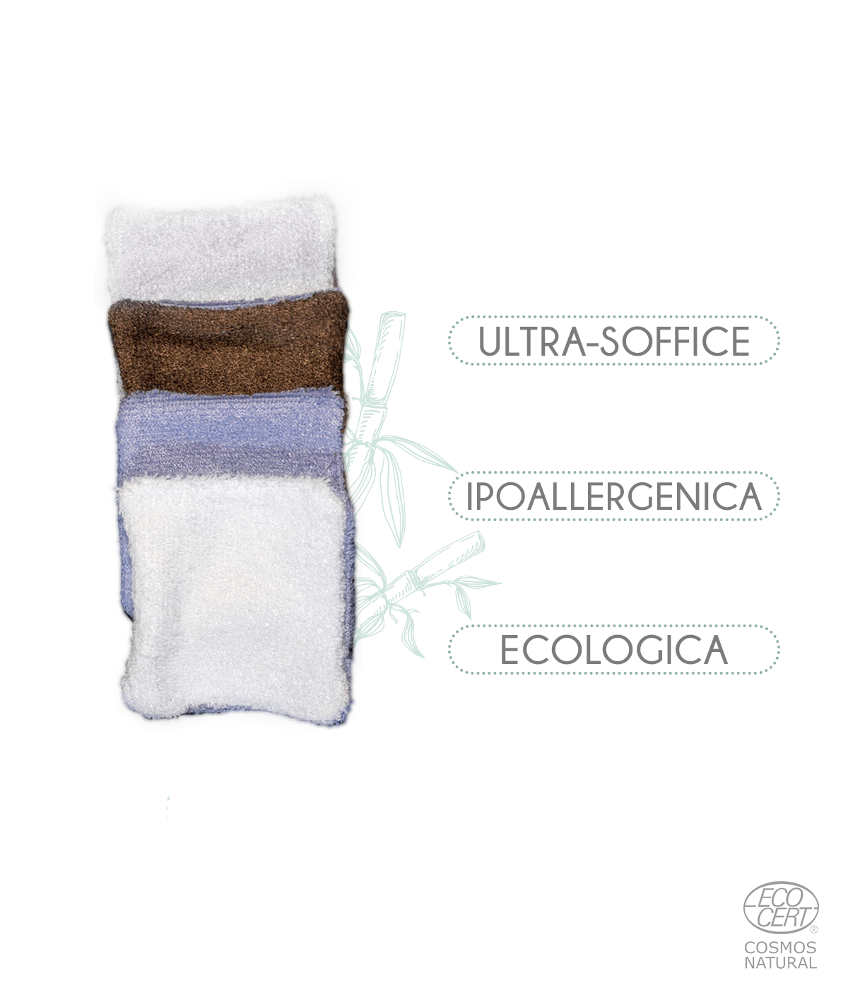 4 Reusable Double Bicolor Makeup Remover Pads in Bamboo Fiber