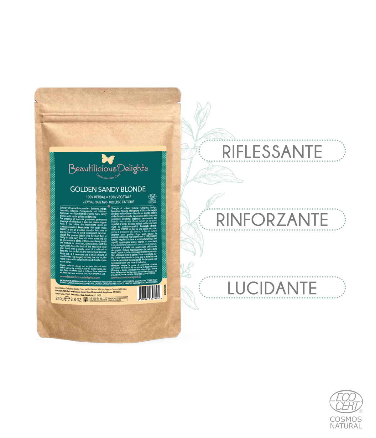 Golden Sandy Blonde - Biondo Chiaro Dorato - Mix Erbe Tintorie Cosmos Natural
