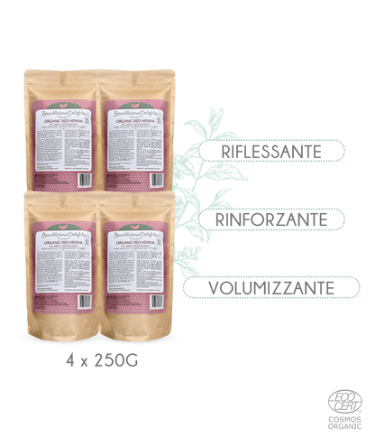 Henné Rosso BIO (Lawsonia Inermis) Tinta Naturale Capelli Cosmos Organic - Beautilicious Delights 