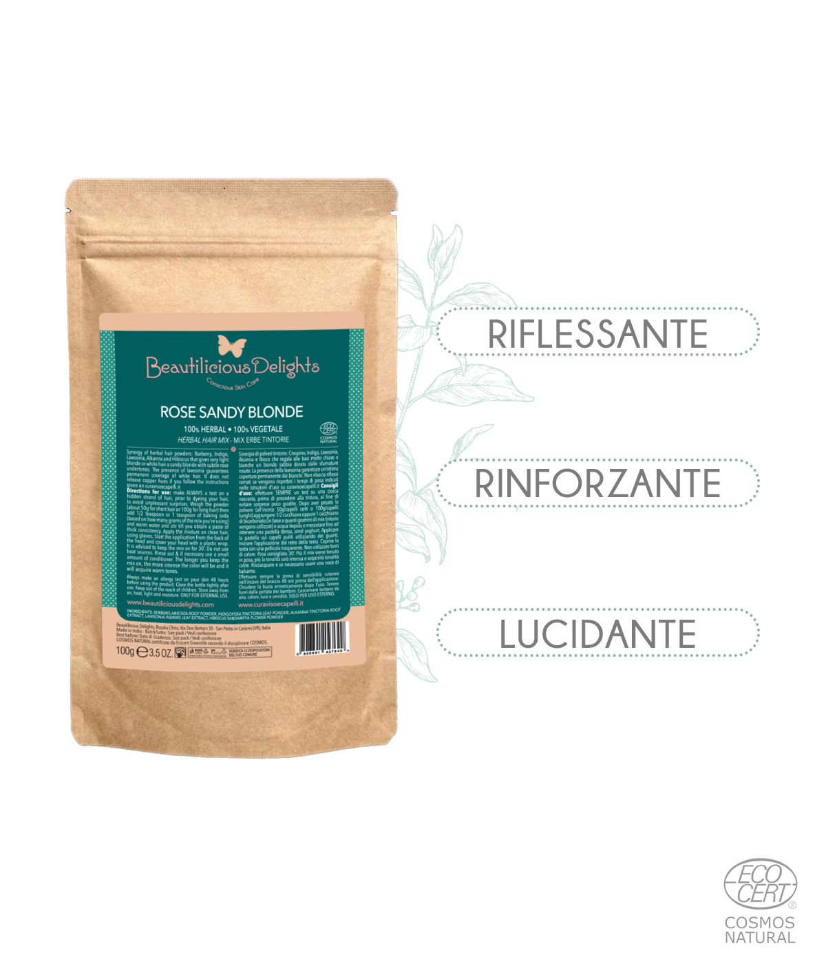 Rose Sandy Blonde - Biondo Sabbia Cenere - Mix Erbe Tintorie Cosmos Natural