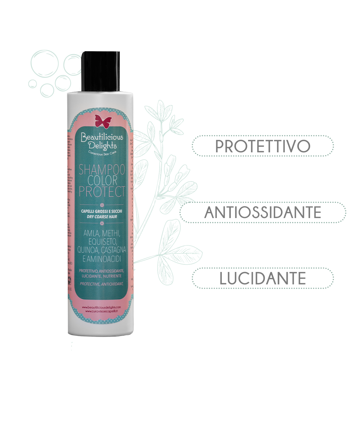Shampoo COLOR PROTECT Capelli Grossi al Methi, Quinoa e Moringa