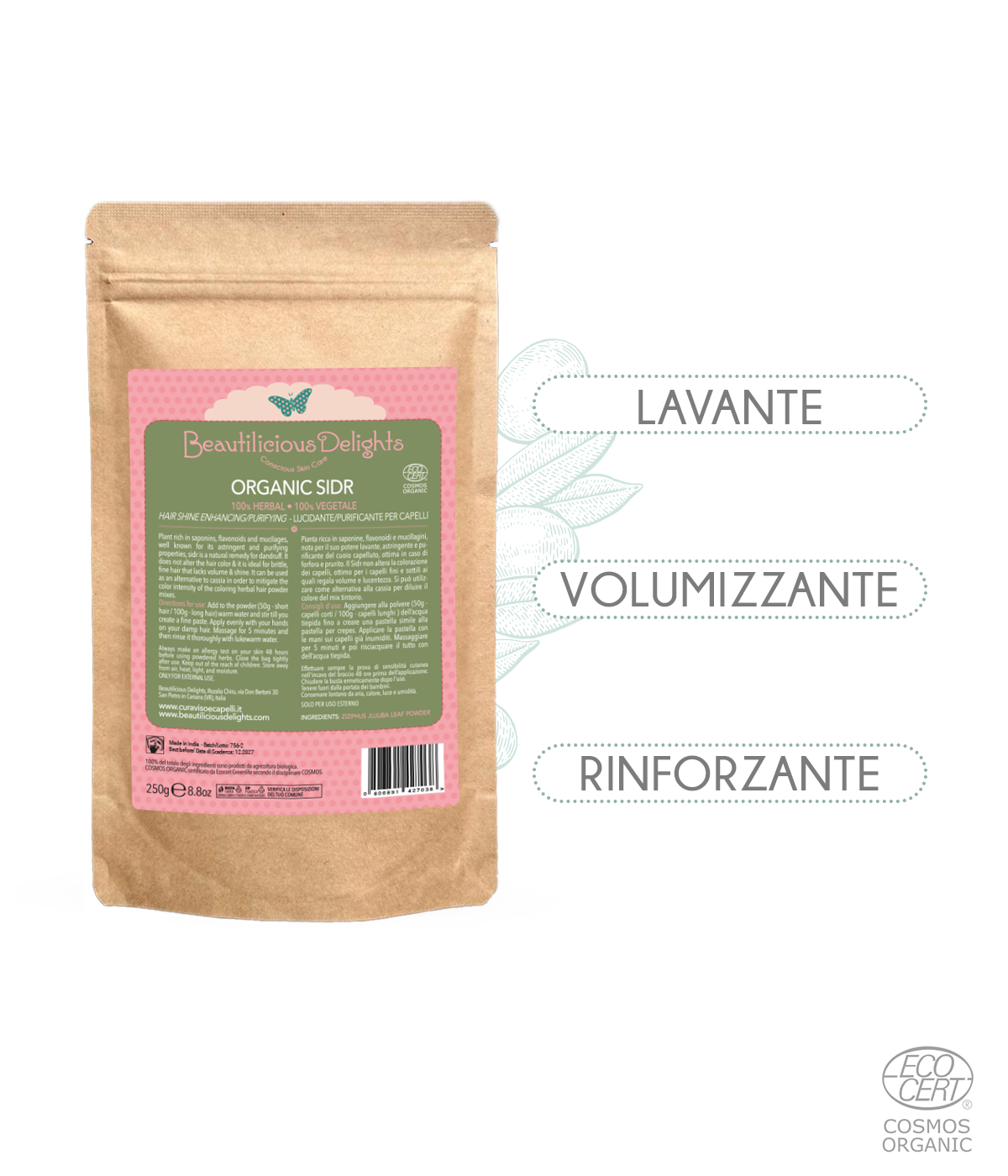 Sidr BIO (Zizyphus Jujuba) - Lavante e Purificante Pelle & Capelli Cosmos Organic