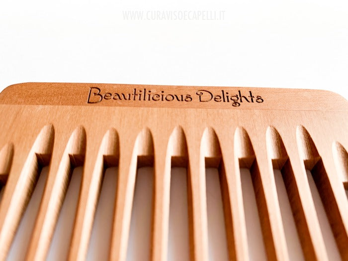 Pettine Capelli "Coccola" in Legno di Pero a denti larghi - Beautilicious Delights 